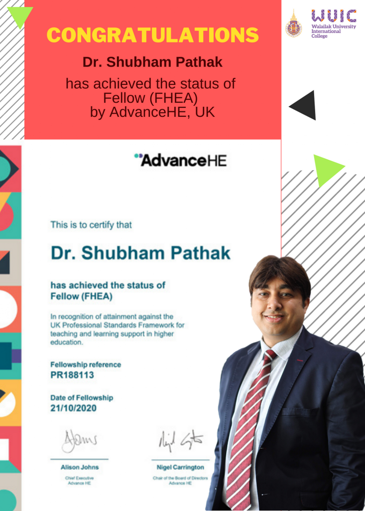 Congratulations to Dr. Shubham Pathak for achieving Fellow, UKPSF.