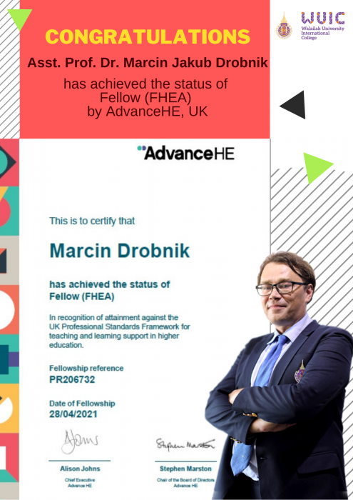 Congratulations to Asst. Prof. Dr. Marcin Jakub Drobnik for achieving Fellow, UKPSF.