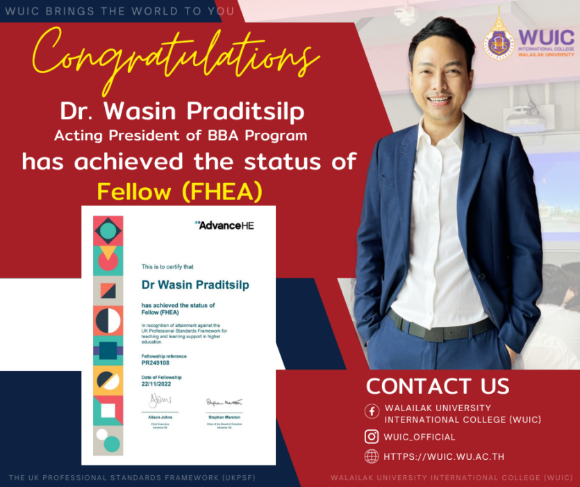 Congratulations to Dr. Wasin Praditsilp