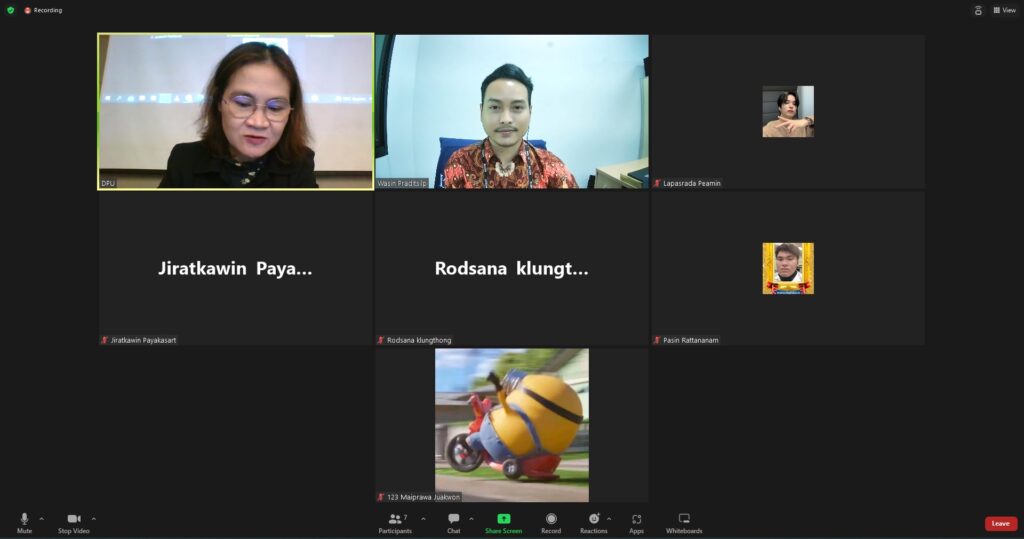 On 16 February 2023, Dr Wasin Praditsilp, FHEA, Acting President of BBA (Int'l Program), Walailak University International College (WUIC), was invited by the Faculty of Communication Arts (FCA), Dhurakij Pundit University (DBU) in Bangkok to give a public lecture on "Soft Power & Thailand" to undergraduate students in the "NITADE DBU Talent Project." As Dr Wasin is one of few Thai researchers who conducts research on soft power, especially in the Thai context, he has the privilege to share his knowledge to many public and private bodies in Thailand and neighboring countries. This special event was organised by Deputy Dean of Academic, FCA, Dr Karada Ruampum, and the session was shared by Dr Dhanakorn Srisooksai, the Manager of Thai Media
