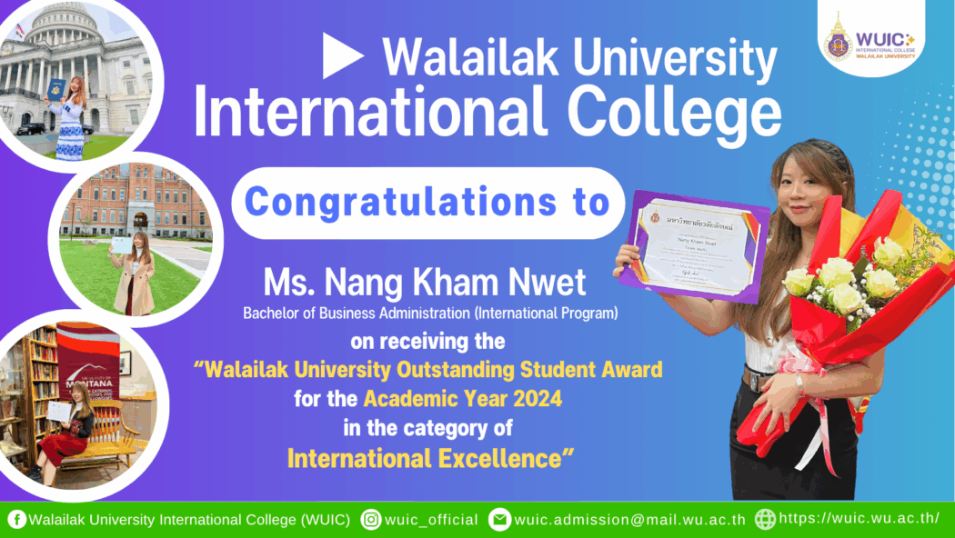 Walailak University International College Student Honored with Outstanding Student Award for International Excellence, Academic Year 2024