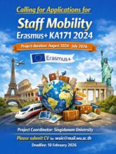 Calling for application for Staff Mobility: Erasmus+ KA171 2024